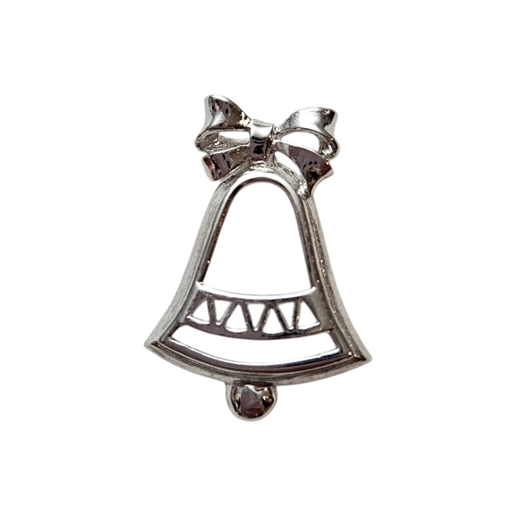 Vintage Avon Holiday Bell Pin Brooch Silver Tone Christmas - Picture 1 of 6